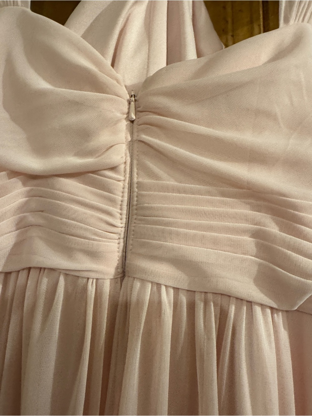 David's Bridal Blush Pink Chiffon Halter Bridesmaid Dress - Picture 4 of 8
